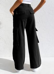 img 3 attached to Women'S Casual Loose High Waisted Straight Leg Baggy Cargo Pants With Pockets