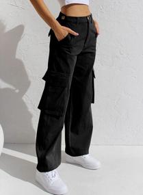 img 1 attached to Women'S Casual Loose High Waisted Straight Leg Baggy Cargo Pants With Pockets