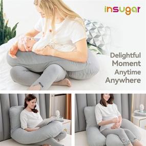 img 1 attached to 🤰 Insugar U Shaped Pregnancy Pillow with Cooling Cover - 55 x 28 Inch Grey: Maternity Pillow for Pregnant Women, Support for Belly, Back, and Knees during Sleep