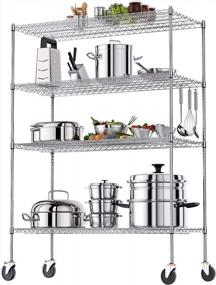 img 4 attached to Luxspire NSF-Certified Commercial-Grade Adjustable 4-Tier Wire Shelving With Wheels 48X18X72 In, Heavy Duty Metal Shelving Unit Utility Storage Rack Shelves, Shelf Rack For Kitchen Garage, Chrome