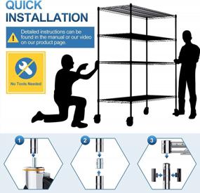 img 1 attached to Luxspire NSF-Certified Commercial-Grade Adjustable 4-Tier Wire Shelving With Wheels 48X18X72 In, Heavy Duty Metal Shelving Unit Utility Storage Rack Shelves, Shelf Rack For Kitchen Garage, Chrome