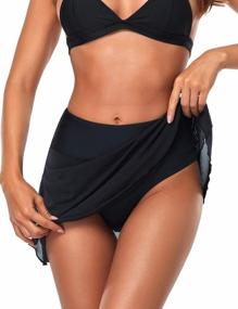 img 2 attached to High Waisted Mesh Swim Bottoms With Tummy Control For Women - Yilisha Plus Size Black Bikini Swim Skirt