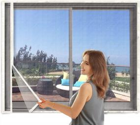 img 4 attached to 2-Pack Magnetic Window Screen Mesh - 36''W X 52''H Max Fiberglass White Netting For Frame Fit Up