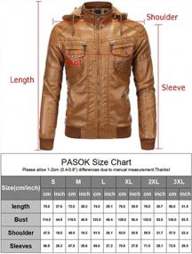 img 1 attached to Fashionable And Functional: PASOK Men'S Faux Leather Moto Hoodie Jacket With Removable Fur Hood For Warmth And Style