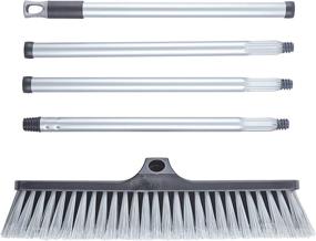 img 1 attached to 🧹 Heavy-Duty Indoor Outdoor Floor Cleaning Push Broom with Adjustable Steel Handle Pole - 55” Wide 16” Lightweight Bristles for Scrubbing Sidewalk, Driveway, Yard, Patio, Garage, Concrete, Wood, Stone, Tile, and Wall Surfaces