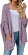 women's fuzzy popcorn cardigan sweater - tecrew batwing sleeve open front outwear logo