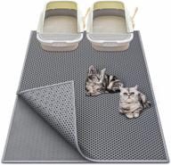 waretary cat litter mat: xl honeycomb double scatter control layer, urine & waterproof, easy clean - grey logo