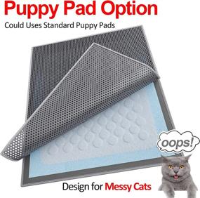 img 2 attached to Waretary Cat Litter Mat: XL Honeycomb Double Scatter Control Layer, Urine & Waterproof, Easy Clean - Grey