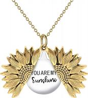 engraved sunflower locket necklace jewelry you are my sunshine inspirational gift for women girlfriend mother's day logo