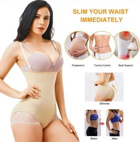 img 2 attached to Gotoly Waist Trainer For Women Lace Bodysuit High Waist Tummy Control Butt Lifter Panties Slim Full Body Shaper Shorts