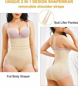 img 3 attached to Gotoly Waist Trainer For Women Lace Bodysuit High Waist Tummy Control Butt Lifter Panties Slim Full Body Shaper Shorts