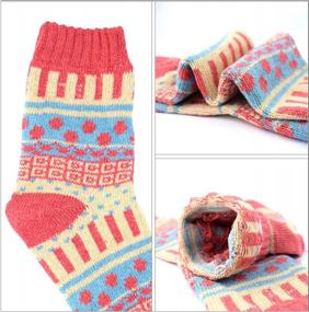 img 2 attached to 🧦 YZKKE 5Pack Multicolor Vintage Winter Wool Crew Socks: Soft, Warm & Thick for Women, Free Size