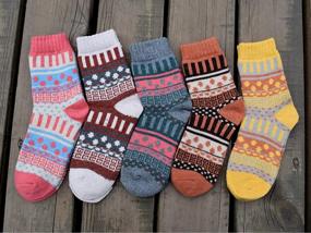 img 1 attached to 🧦 YZKKE 5Pack Multicolor Vintage Winter Wool Crew Socks: Soft, Warm & Thick for Women, Free Size