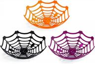 3-pack halloween spider web bowls with skulls basket decorations for trick or treat candy, party supplies. logo