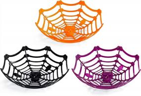 img 4 attached to 3-Pack Halloween Spider Web Bowls With Skulls Basket Decorations For Trick Or Treat Candy, Party Supplies.