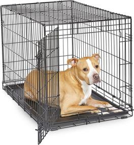 img 4 attached to 🐶 Enhanced New World Dog Crate by MidWest Homes for Pets: Single &amp; Double Door, Leak-Proof Pan, Floor Protecting Feet, &amp; New Patented Features