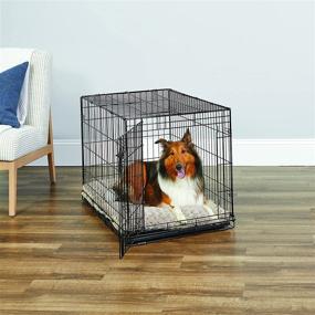img 3 attached to 🐶 Enhanced New World Dog Crate by MidWest Homes for Pets: Single &amp; Double Door, Leak-Proof Pan, Floor Protecting Feet, &amp; New Patented Features