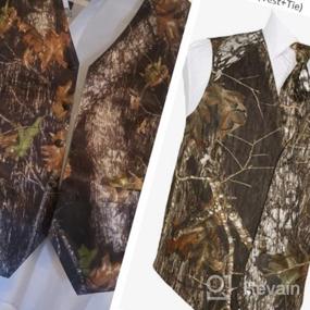 img 7 attached to Mens Camouflage 2 Piece Vests With 4 Button Outerwear And Matching Tie By HBDesign
