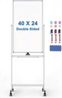 mobile magnetic whiteboard easel stand - double-sided, 40 x 24 inches, rolling with wheels - ideal for home, office and classroom use логотип
