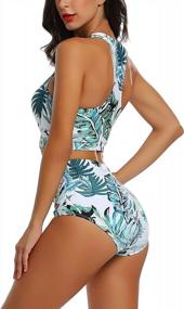 img 2 attached to Joyaria High Waisted Bikini Swimsuits For Women - Printed 2 Piece Bathing Suit With Racerback Style Swimwear