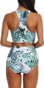 img 1 attached to Joyaria High Waisted Bikini Swimsuits For Women - Printed 2 Piece Bathing Suit With Racerback Style Swimwear