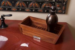 img 1 attached to Поднос для полотенец и туалетных принадлежностей AquaTeak'S Original Moa Teak - идеально подходит для вашей ванной комнаты!