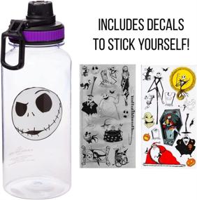 img 3 attached to 🎃 Silver Buffalo Nightmare Before Christmas Jack Face Smiling Water Bottle - 32oz, Twist Spout, Stickers for Personalization