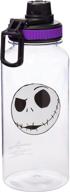 🎃 silver buffalo nightmare before christmas jack face smiling water bottle - 32oz, twist spout, stickers for personalization логотип