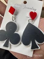 img 1 attached to Unique ONLYJUMP Acrylic Poker Earrings for Women Girls – Funny Red & Black Hearts, Spades, Squares & Clubs Playing Cards Pattern – Dangle Drop Statement Earrings – Jewelry Gift review by Richard Cummings