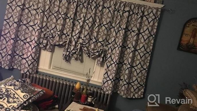 img 1 attached to Transform Your Room With Red And Gray Spiral Geo Trellis Pattern Tie-Up Curtain - Thermal, Insulated, And Blackout review by Jaleel Kadlecik