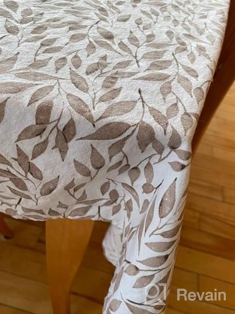 img 1 attached to Boho Floral Tablecloth, 60 X 60 Inches, 100% Cotton Farmhouse Table Cloth For Dining Room Or Home Décor, Hazel Leaves Print Table Cover By Folkulture review by Natalie Martin