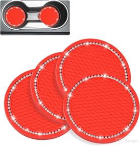 img 4 attached to 4 Pack Bling Car Coasters Kitchen & Dining