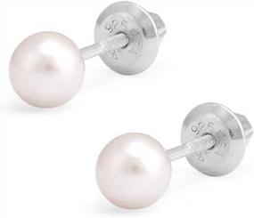 img 2 attached to Cultured Pearl Screw Back Stud Earrings: Jewelry For Girls Of All Ages