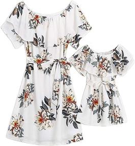 img 4 attached to 👗 PopReal Dresses: Stylish Printed Mother-Daughter Matching Outfits for Girls' Clothing