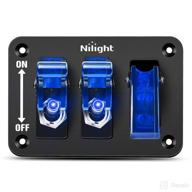 🔌 nilight 3 gang toggle switch 12v rocker switch panel with led light and flip cover - heavy-duty on/off switch plate, 3 pin spst rocker switch, 2-year warranty logo