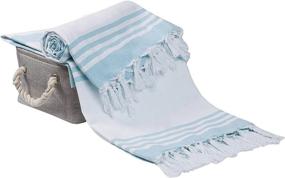 img 4 attached to 100% Cotton Turkish Peshtemal Fouta Towels - Glamburg 2 Pack 36X71 Aqua Beach Towel For Travel, Camping, Bath Sauna, Gym Pool Blanket - Soft Durable Absorbent