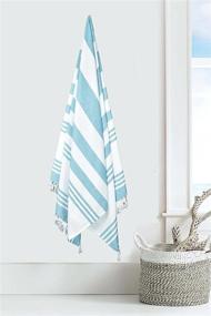 img 1 attached to 100% Cotton Turkish Peshtemal Fouta Towels - Glamburg 2 Pack 36X71 Aqua Beach Towel For Travel, Camping, Bath Sauna, Gym Pool Blanket - Soft Durable Absorbent