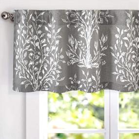 img 3 attached to Gray Cotton Window Valance With Tree Branch Botanical Print - 52"X18", Single Panel, Back Tab Design By DriftAway Anna