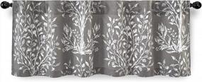 img 4 attached to Gray Cotton Window Valance With Tree Branch Botanical Print - 52"X18", Single Panel, Back Tab Design By DriftAway Anna