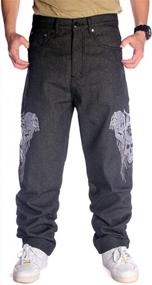 img 3 attached to Men'S Skull Hip-Hop Baggy Loose Jeans Denim Pants, QBO