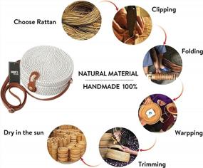 img 3 attached to HNCmua Rattan Bag - Straw Bag - Round Rattan Crossbody Bag With Leather Strap For Women