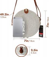 hncmua rattan bag - straw bag - round rattan crossbody bag with leather strap for women logo