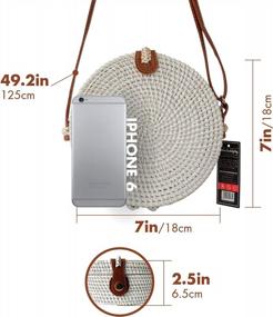 img 4 attached to HNCmua Rattan Bag - Straw Bag - Round Rattan Crossbody Bag With Leather Strap For Women