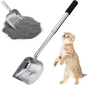 img 1 attached to 🐾 LYCC Adjustable Handle Cat Litter Scoop with Deep Scoop and Soft Grip Full Metal Spoon - Sieve, Solid, Corrosion Resistant - Ideal for Kitten Litter Box - Includes 1 Hook