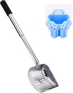 🐾 lycc adjustable handle cat litter scoop with deep scoop and soft grip full metal spoon - sieve, solid, corrosion resistant - ideal for kitten litter box - includes 1 hook logo