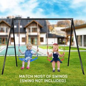 img 3 attached to IKARE Extra-Large Swing Stand, Heavy Duty Metal Swing Frame With Ground Stakes For Kids And Adults, 400Lb Load Capacity, Fits For Porch Swings, Great For Indoor And Outdoor Activities, Backyard