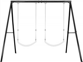img 4 attached to IKARE Extra-Large Swing Stand, Heavy Duty Metal Swing Frame With Ground Stakes For Kids And Adults, 400Lb Load Capacity, Fits For Porch Swings, Great For Indoor And Outdoor Activities, Backyard