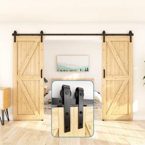 img 4 attached to Transform Your Space With ZEKOO 11 FT Double Barn Door Hardware Kit - Heavy Duty Steel, Black Finish
