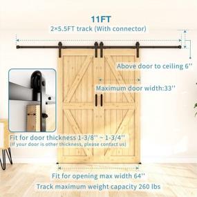 img 3 attached to Transform Your Space With ZEKOO 11 FT Double Barn Door Hardware Kit - Heavy Duty Steel, Black Finish