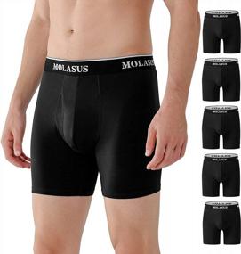 img 4 attached to 🩲 Premium Comfort: Molasus Cotton Boxer Briefs - Open Fly, Tagless Underwear for Men
